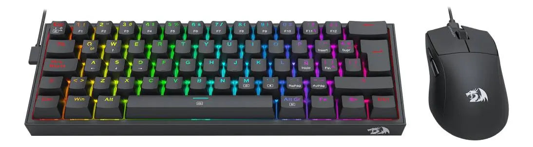 Kit De Teclado Y Mouse Redragon S143 K617rgb Sp + M724 Negro